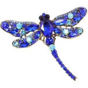 Exquisite Cindy Xiang Dragonfly Pin Brooch Blue